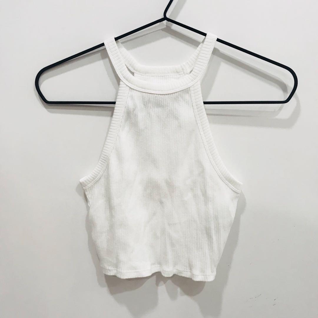 Hollister White Crop Top Size S New Women s Fashion Tops Sleeveless on Carousell
