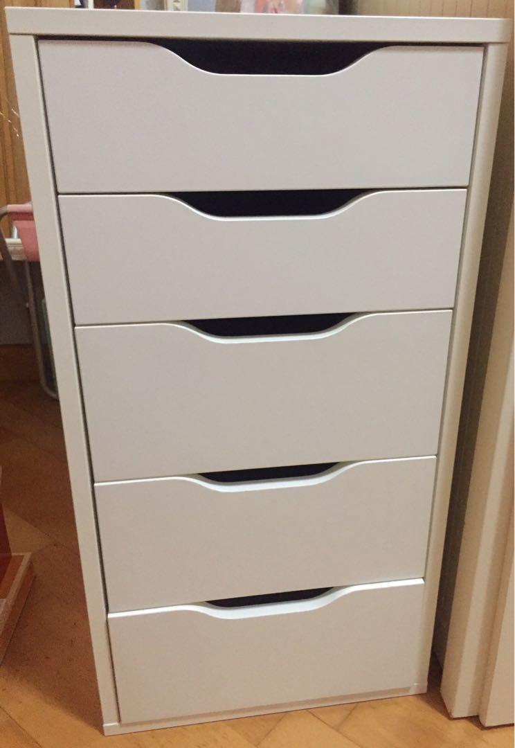 Ikea Alex 5 Drawer 白色櫃桶抽屜宜家收納櫃chest Of Drawers Home