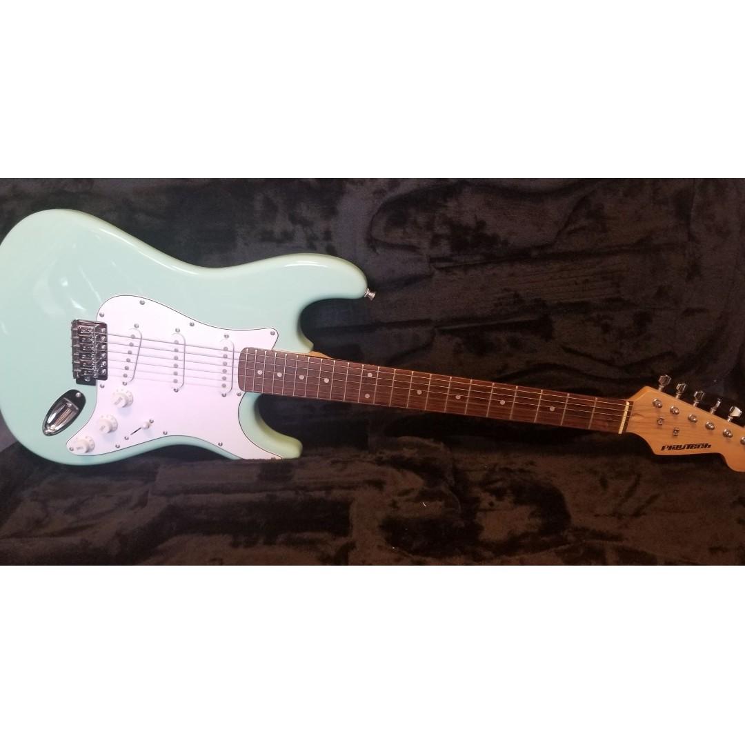 Playtech Japan Stratocaster Electric Guitar in Seafoam Green, Hobbies   Toys, Music  Media, CDs  DVDs on Carousell