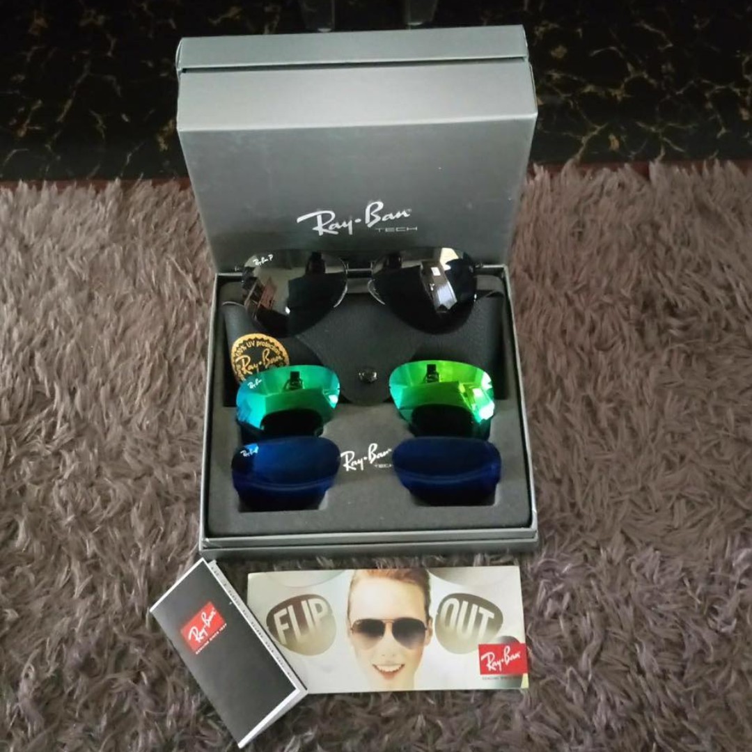 Rayban Aviator Flip Out Lens Sunglasses, Men'S Fashion, Watches &  Accessories, Sunglasses & Eyewear On Carousell