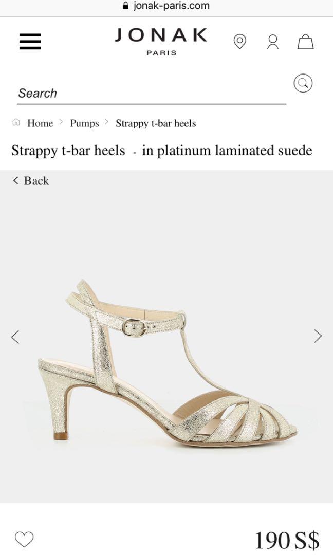 Retro T Bar Gold Heels sandals Jonak