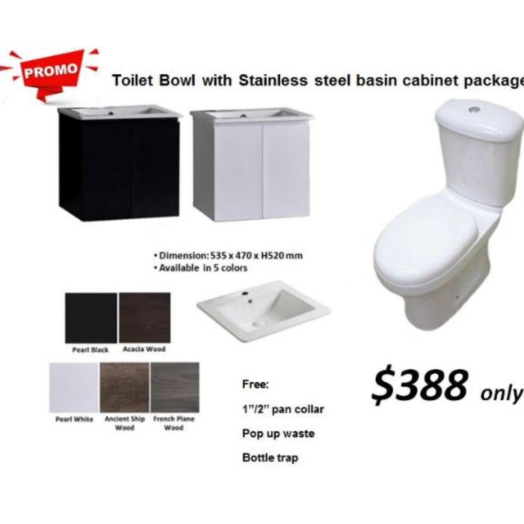 Sale Stainless Steel Basin Cabinet With Wc Toilet Bowl Package