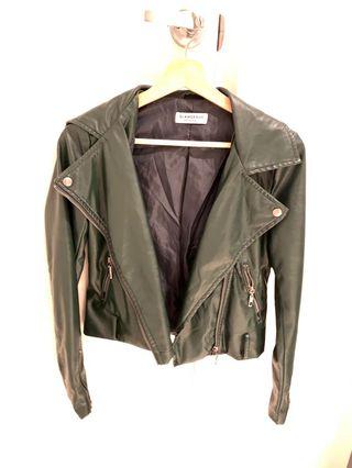 Dark Green Faux Leather Jacket