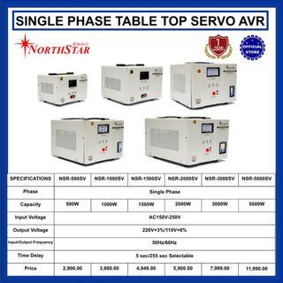 Northstar Single Phase Table Top Servo AVR,  Single Vertical Servo AVR (Analog Display), Single Vertical 110V Servo AVR (Analog Type) &  Three Phase Full Range Servo AVR (Analog Display)