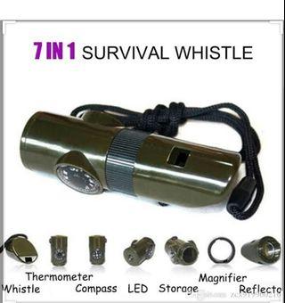 7 in 1 Survival flashlight and Whistle