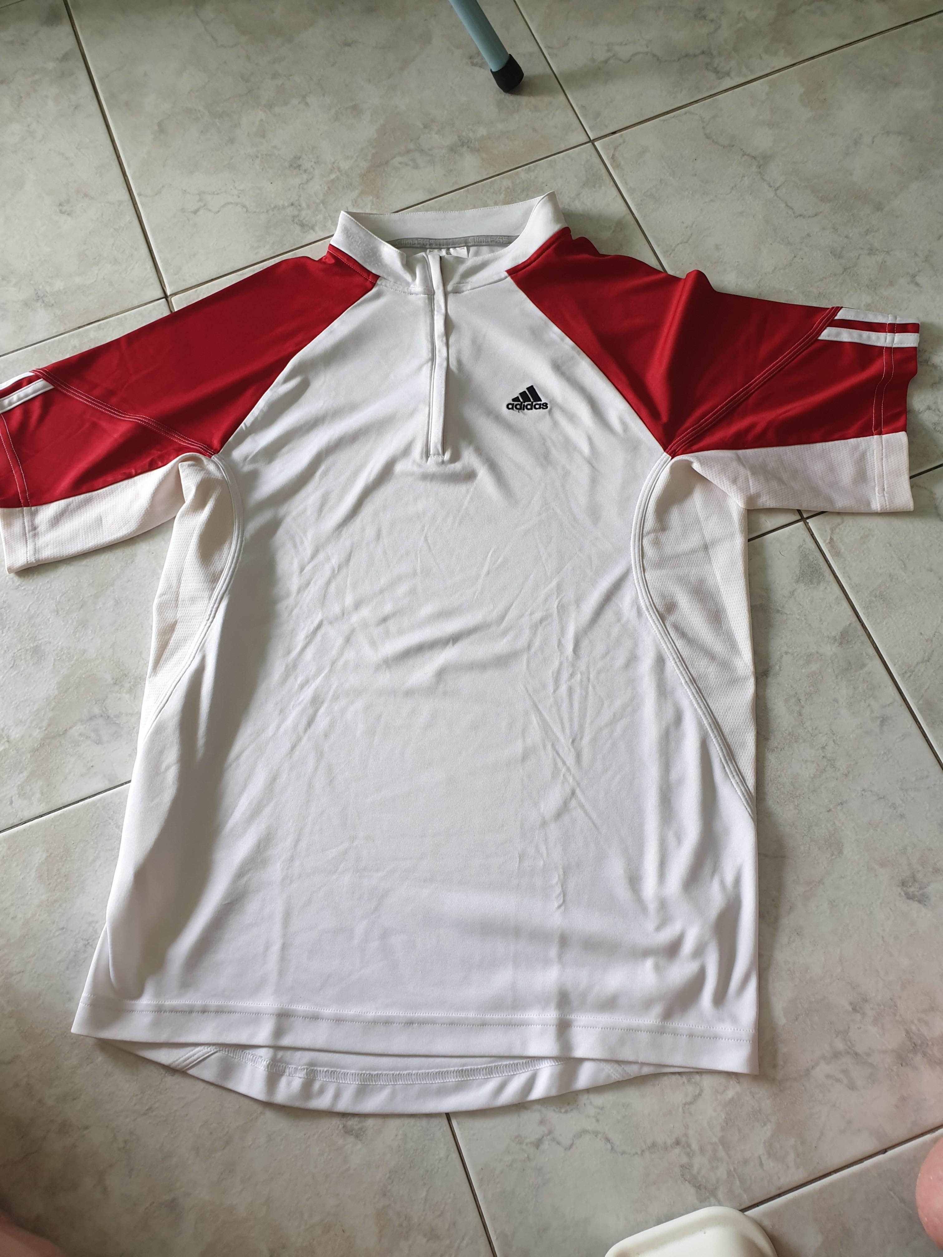 adidas red and white t shirt