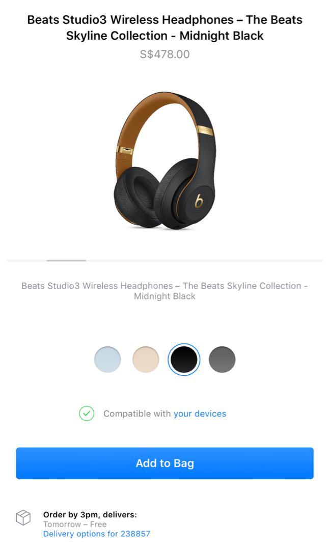 Beats Studio3 Wireless Headphones The Skyline Collection Midnight Black Audio Earphones on Carousell