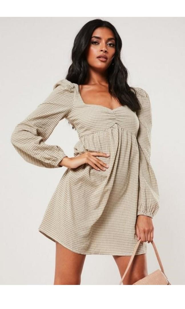 BNIB Stone Gingham Print Milkmaid Smock 