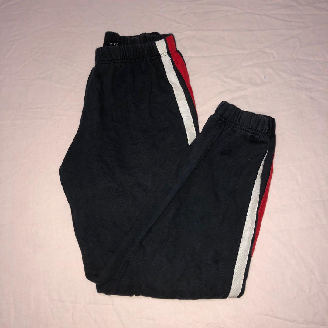 brandy melville white sweatpants red stripe