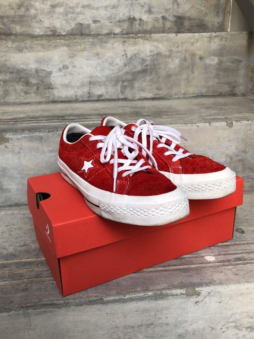 Red suede discount one star converse