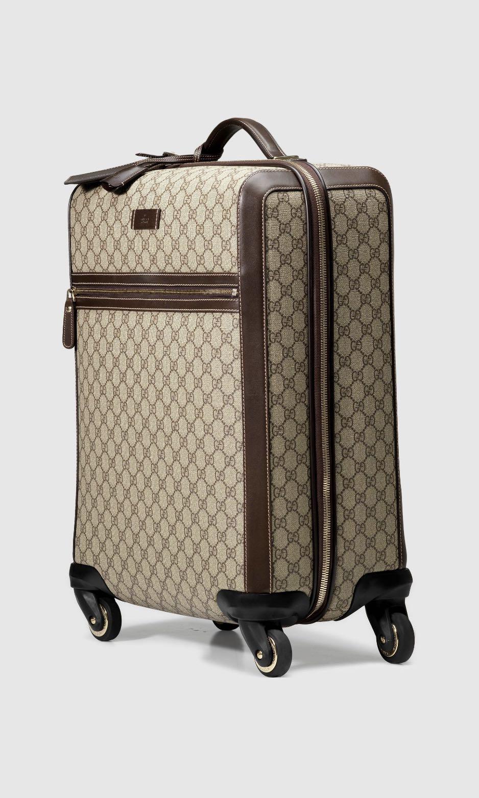 Gucci Supreme Canvas Gg Four Wheel Carry On Suitcase Luggage