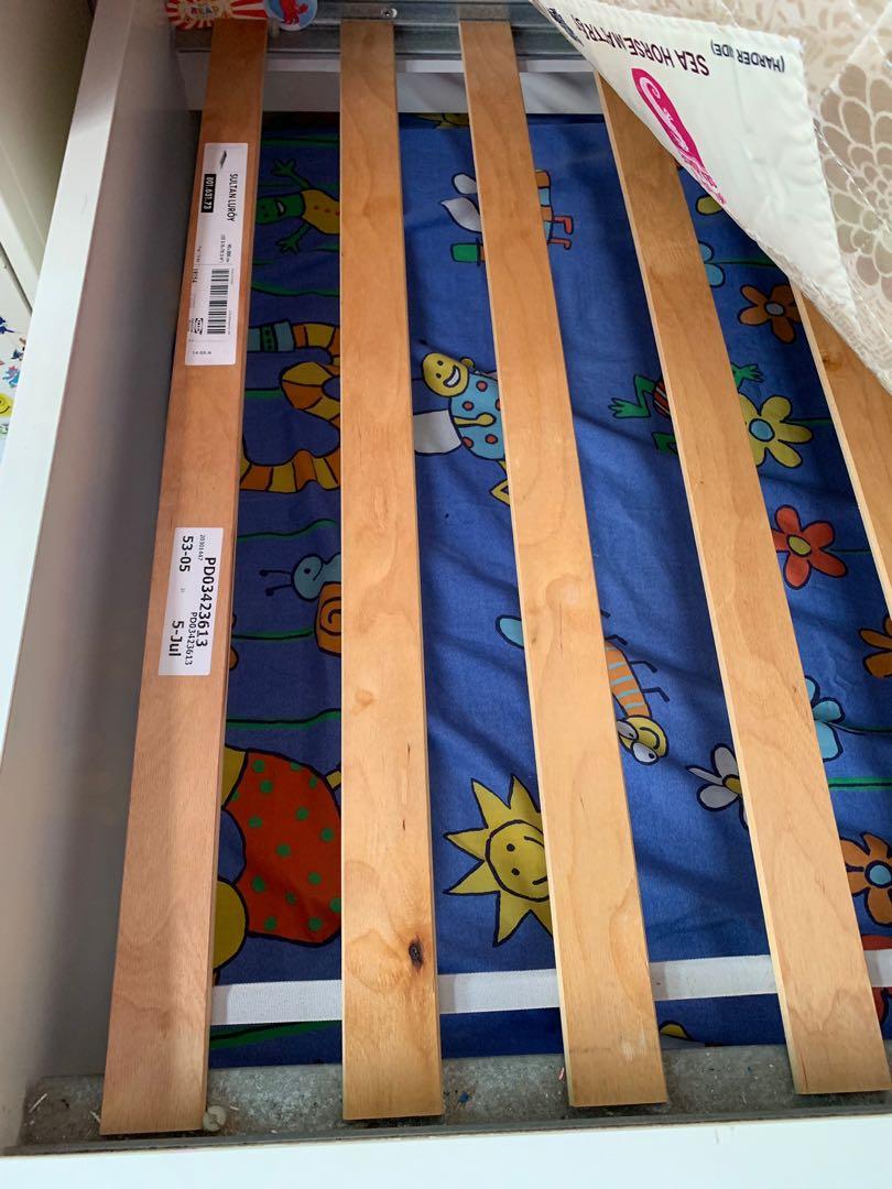 IKEA bed frame with pull out under bed., Furniture & Home Living