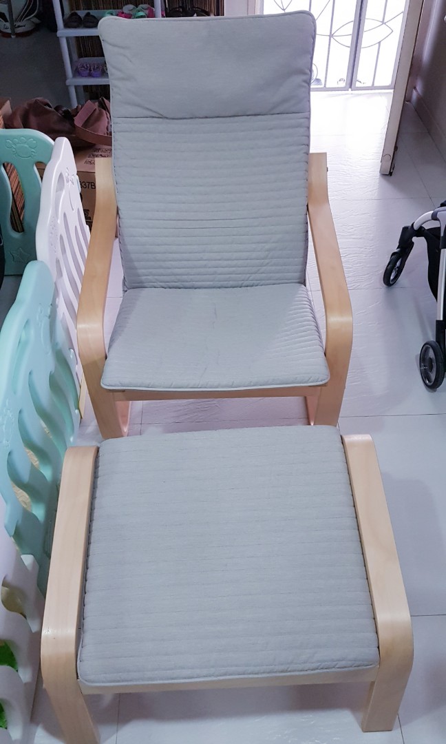 Ikea Poang chair and footrest, Furniture & Home Living, Furniture