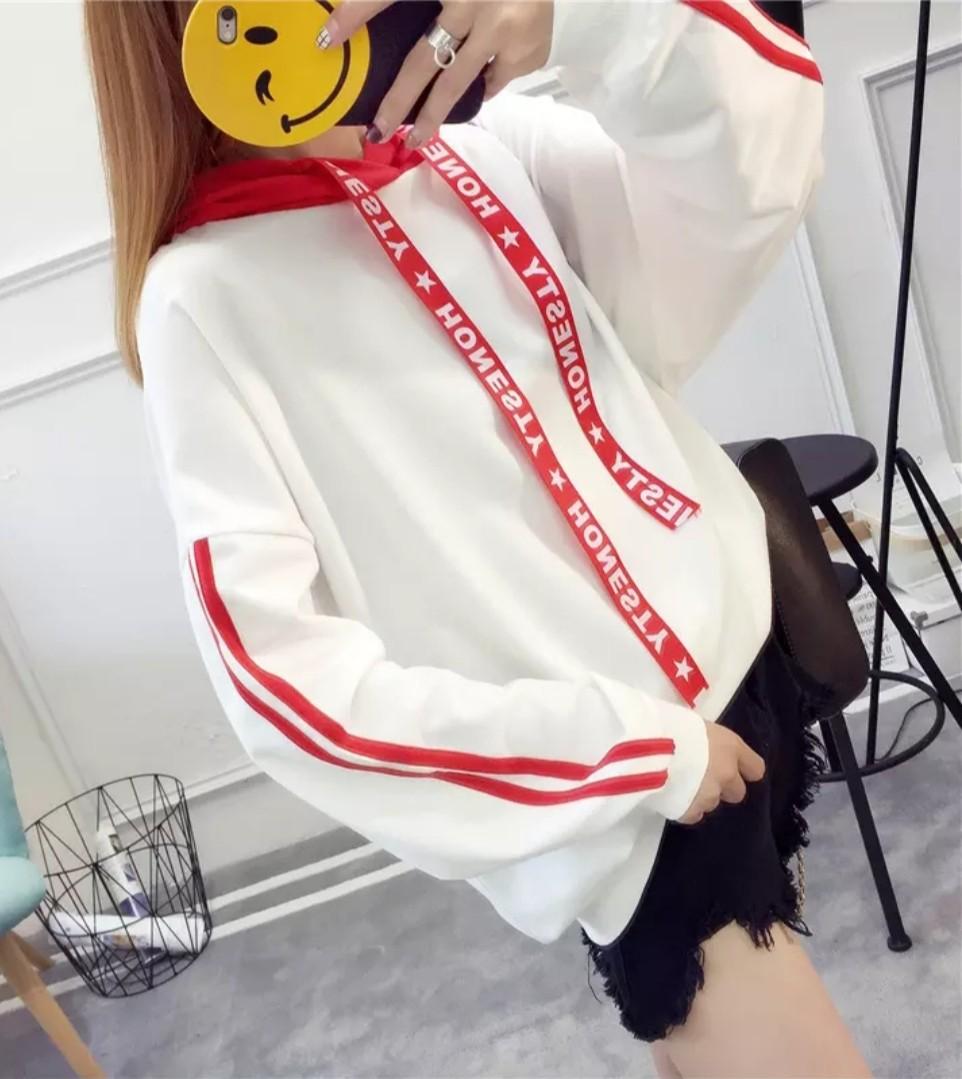 Red and white hoodie hot sale