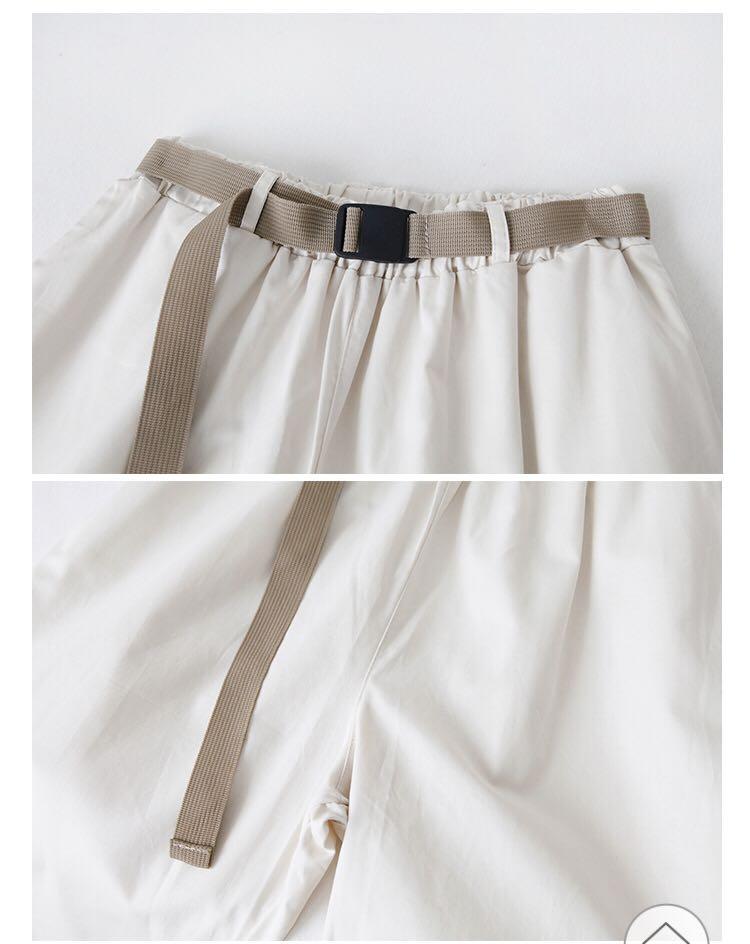 Korean style summer casual beige pants with belt, Women's Fashion, Bottoms,  Other Bottoms on Carousell