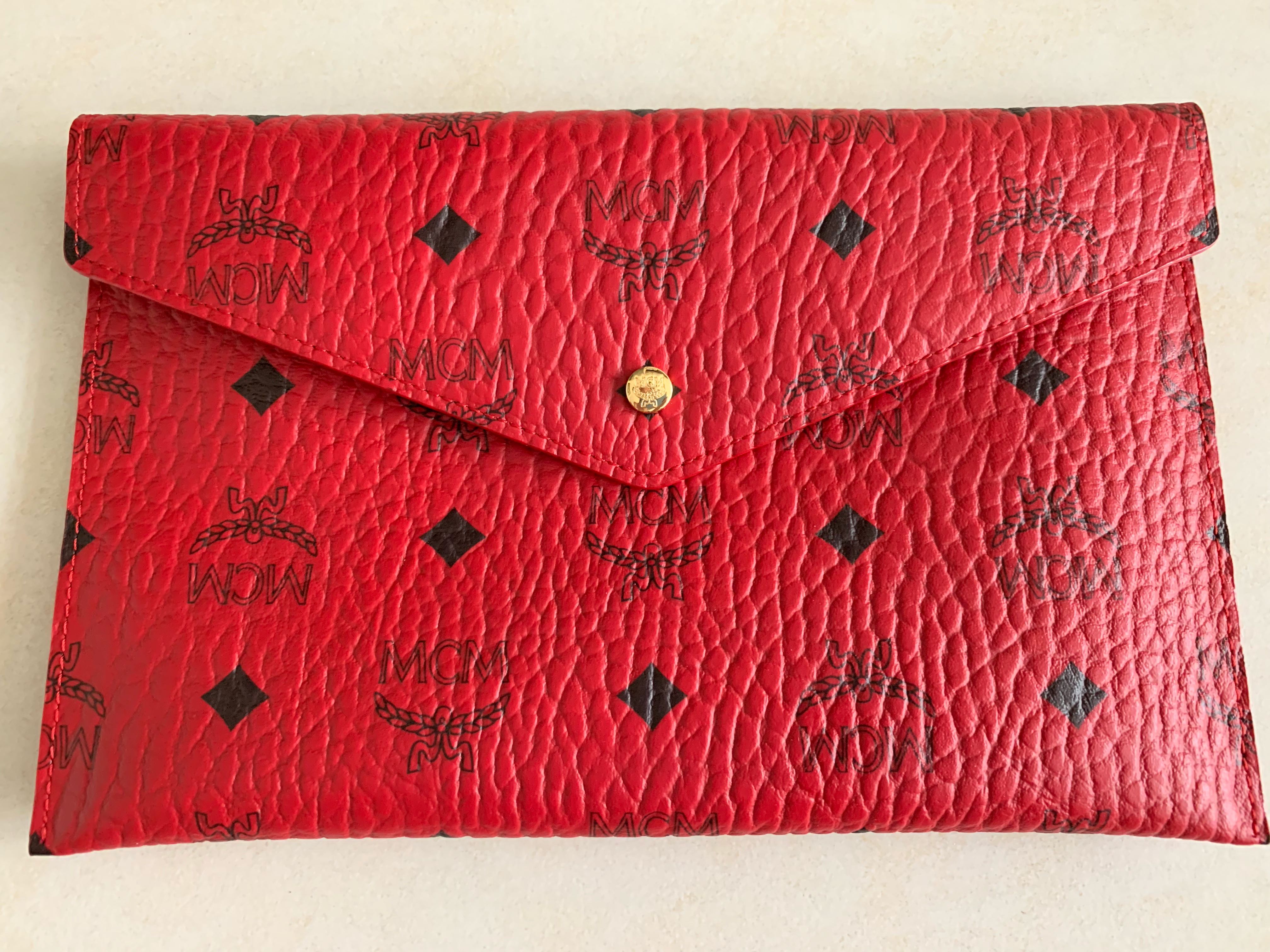 MCM Pouch Red Women s Fashion Bags Wallets Purses Pouches on Carousell