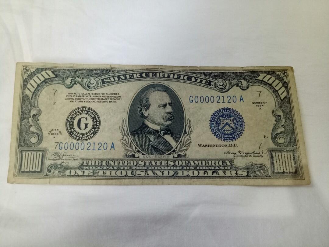 Silver Certificate 1000 Dollars Antiques Currency On Carou Silver Certificate 1000 Dollars