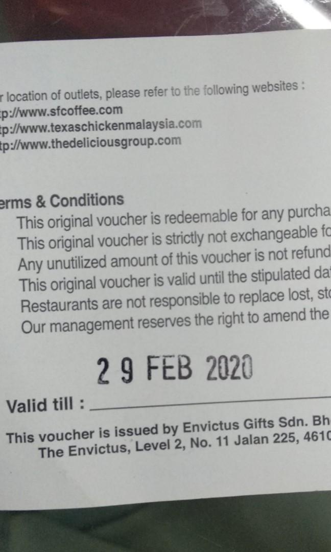 Texas Chicken RM30 Voucher, Tickets & Vouchers, Vouchers on Carousell