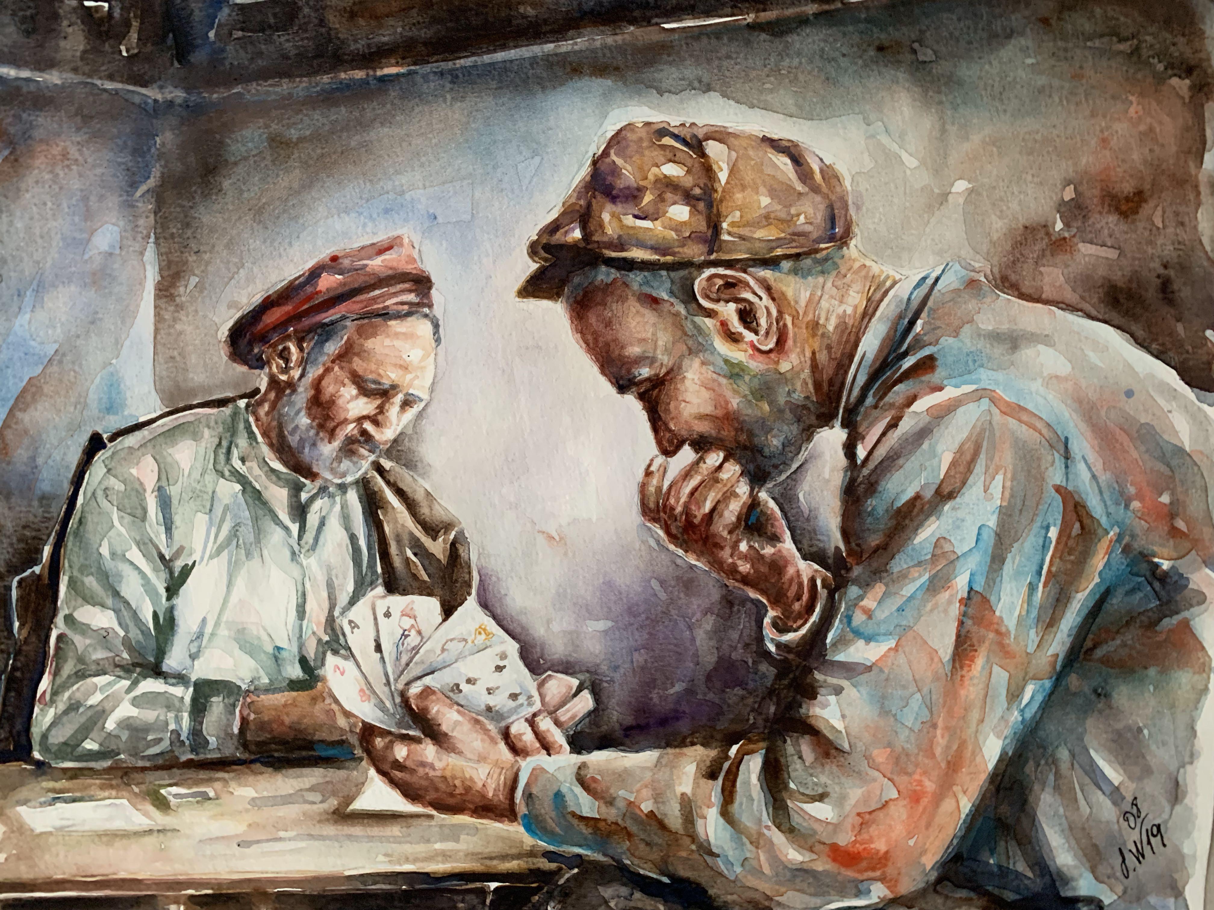 Watercolor Painting Playing Cards Turkish Coffee House