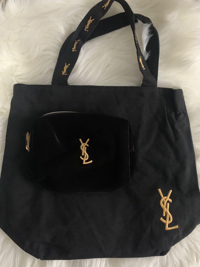 Yves Saint Laurent Black Canvas Vip Gift Parfums Tote Bag YSL