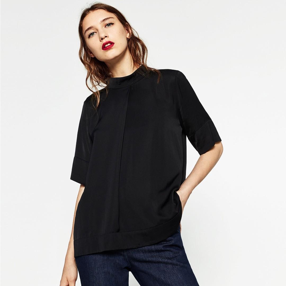 zara black high neck top