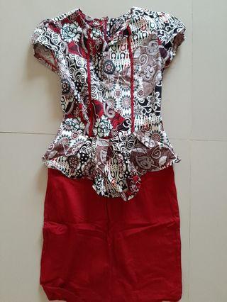 Peplum batik red