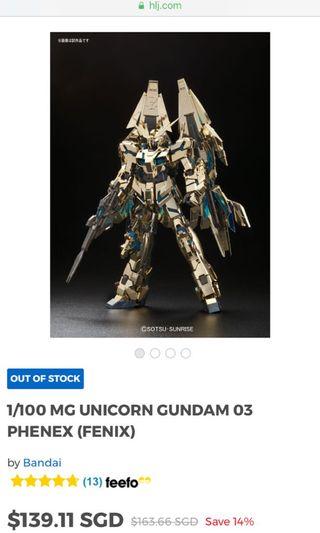 Bandai Gundam MG unicorns 1/100 and barbatos
