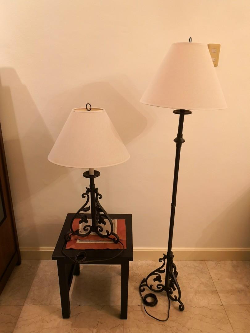 antique floor lamp with table