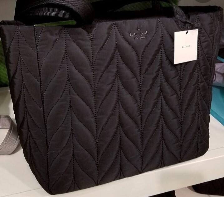 Authentic Kate Spade Ellie Large Tote Black Nylon Handbag WKRU5826