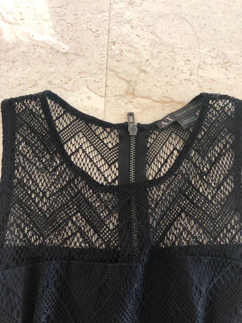 Armani Exchange little black lace dress, Women's Fashion, Tops, Sleeveless  on Carousell