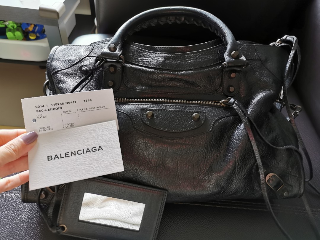 Balenciaga The City 115748 Shoulder Hand Tote Bag Champagne