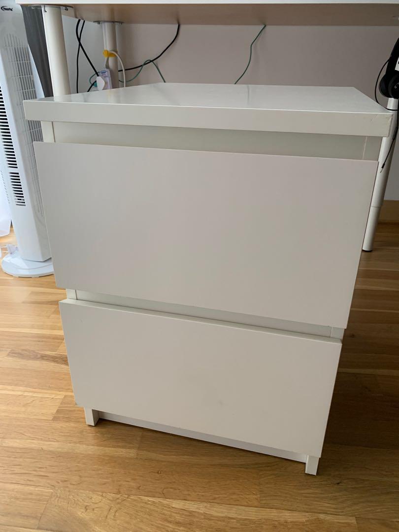 Bedside Table IKEA Malm White color, Furniture & Home Living, Furniture