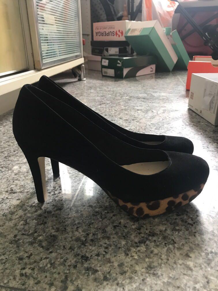 black leopard print heels