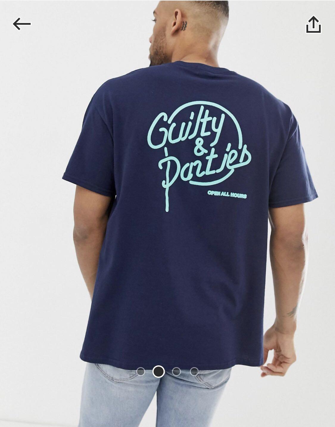 navy and white graphic tee