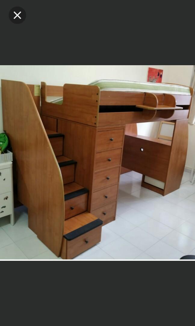 Branded Solid Wood Loft Bed With Desk Free Delivery Furniture Branded Solid Wood Loft Bed With Desk