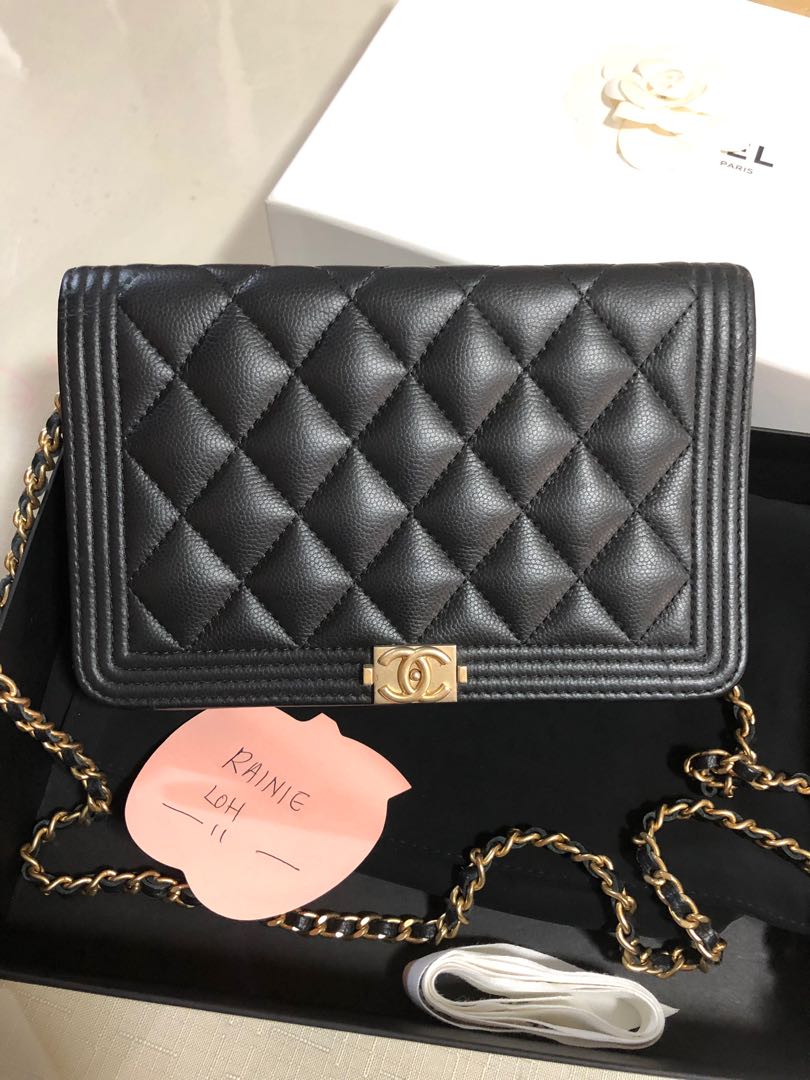 Chanel Boy Woc Black Caviar with GHW., Luxury, Bags & Wallets on Carousell