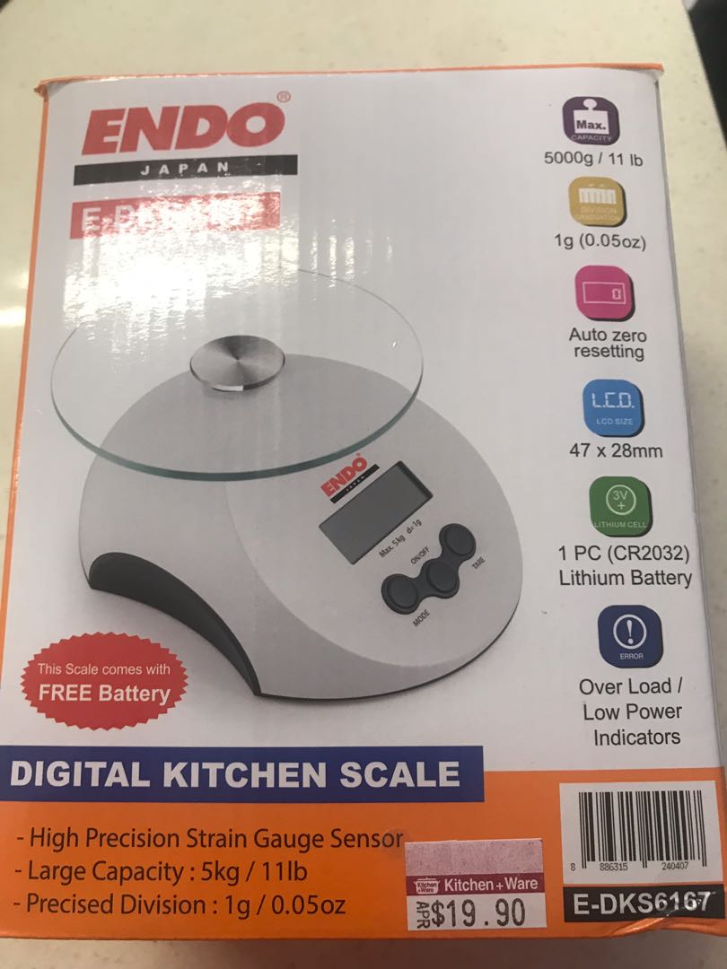 Endo Digital Kitchen Scale, Furniture & Home Living, Bathroom & Kitchen