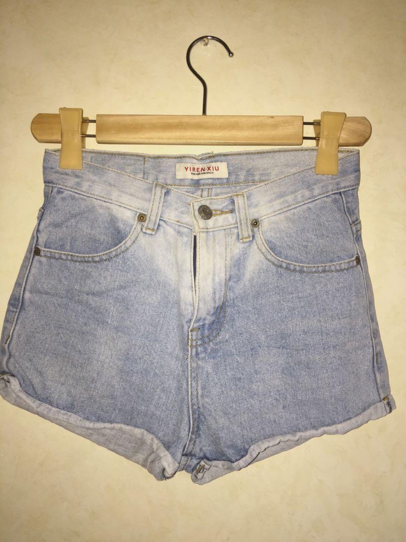 faded high waisted shorts