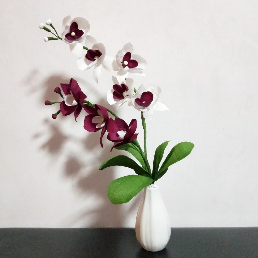 Handmade Paper Orchid Flowers Design Craft Handmade Craft On Carousell