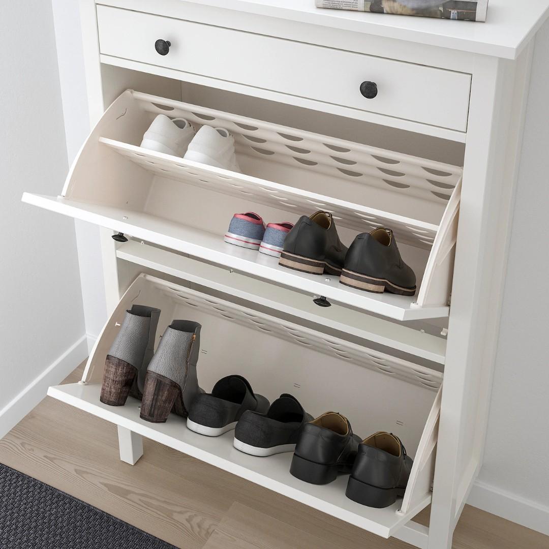 Ikea Hemnes Shoe Cabinet White Furniture Shelves Drawers On Carousell
