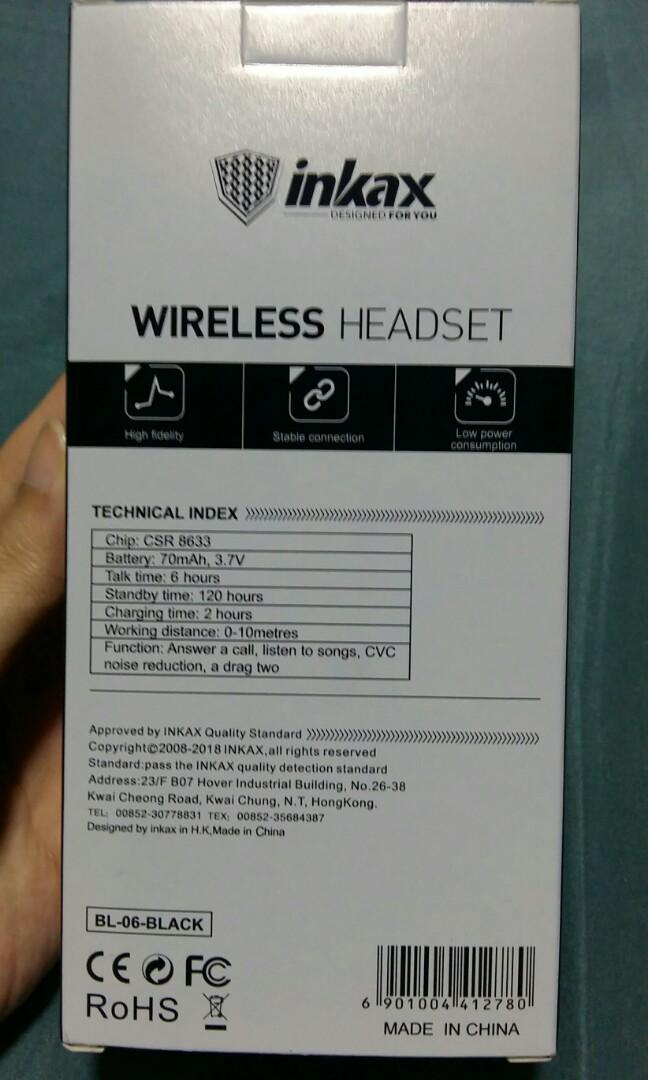 Inkax Bluetooth Headset, Audio, Earphones on Carousell