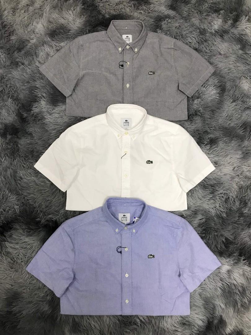 lacoste button down short sleeve