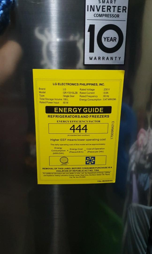 Lg inverter refrigerator power hotsell consumption