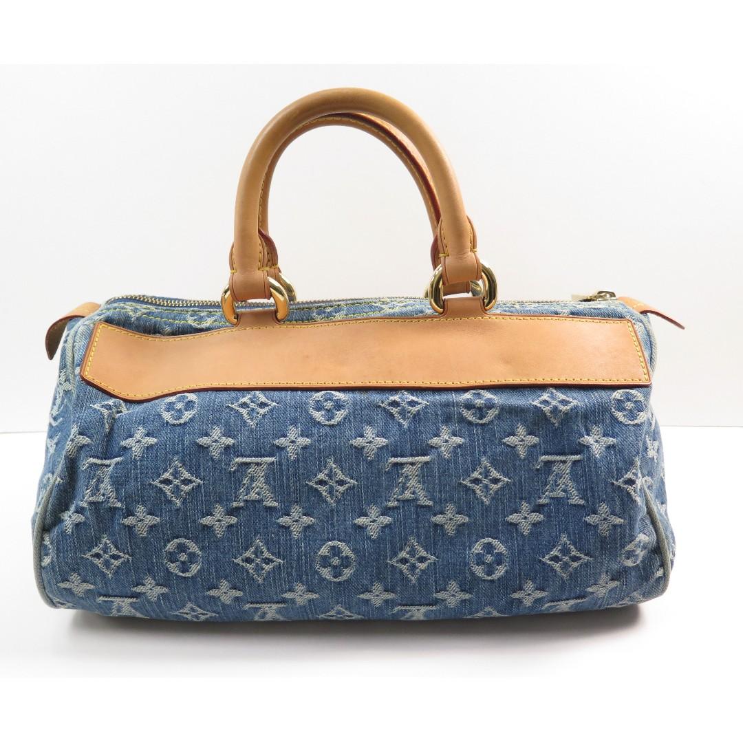 Auth LOUIS VUITTON Monogram Denim Speedy M95019 Vintage From Japan