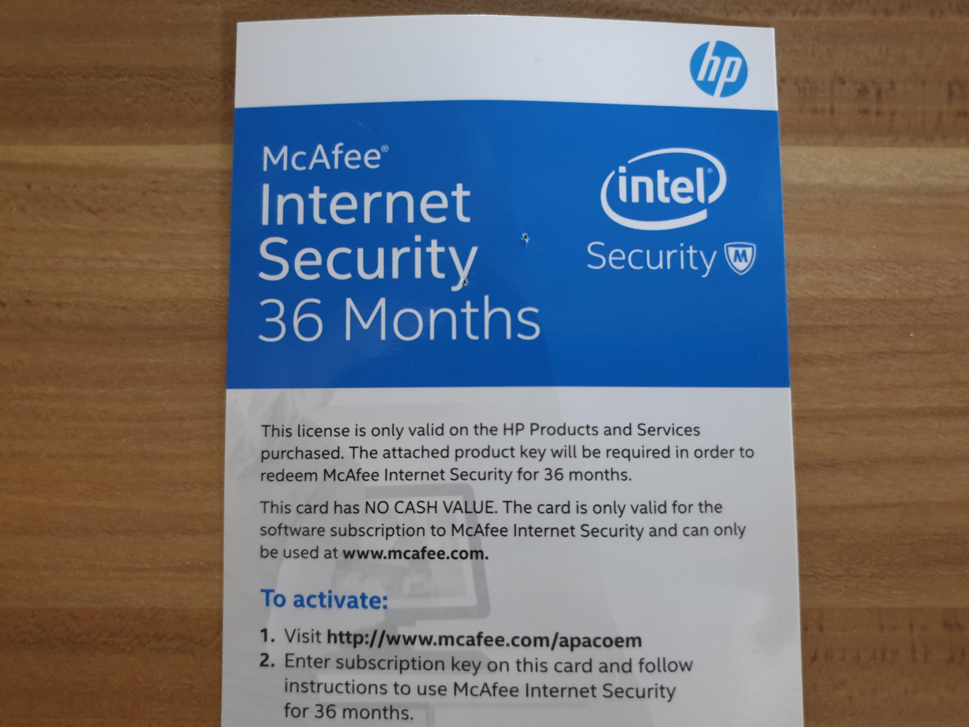 McAfee Antivirus / Internet Security 3 Years, Computers ...
