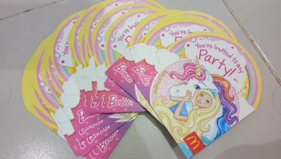 barbie unicorn invitation