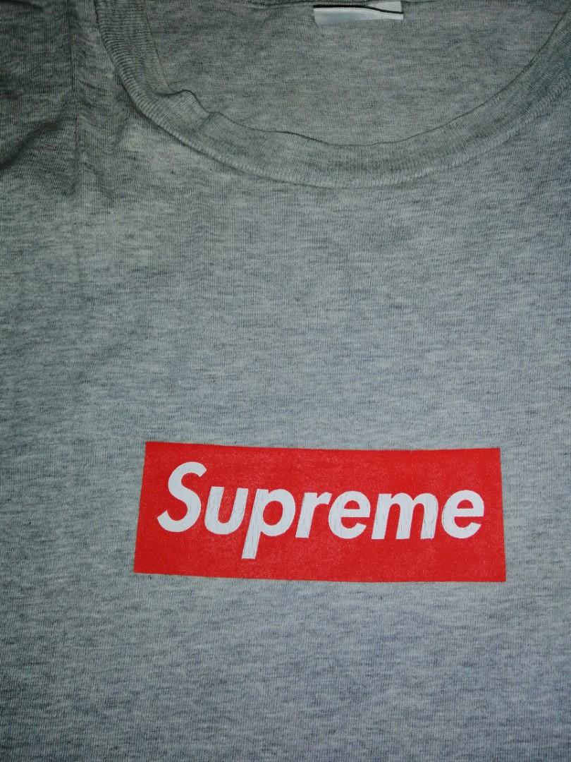 Grey supreme box logo tee hot sale
