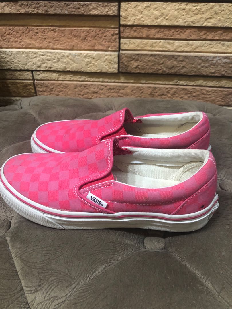 red and pink checkered vans