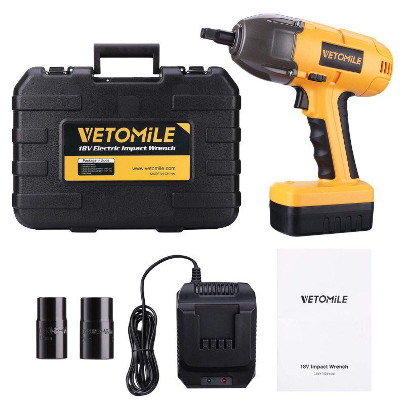 VETOMILE 18V Cordless Impact Wrench Kit 1 2 Inch High Torque Compact Electric Driver Tool Kit with Rechargeable Lithium Ion Battery 2 Sockets Charger and Portable Carry Case Everything Else on Carouse...