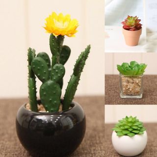 SEEKO Natural Looking Fake Cactus Plant - 11 Artificial Cactus in Ceramic  Pot for Home Decor - Small Fake Plants & Faux Succulents Cacti for